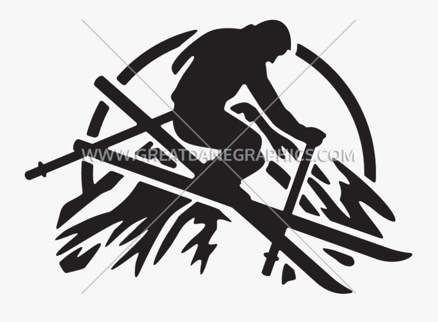 Mountains Clipart Ski - Skier On Mountain Silhouette, Transparent Clipart