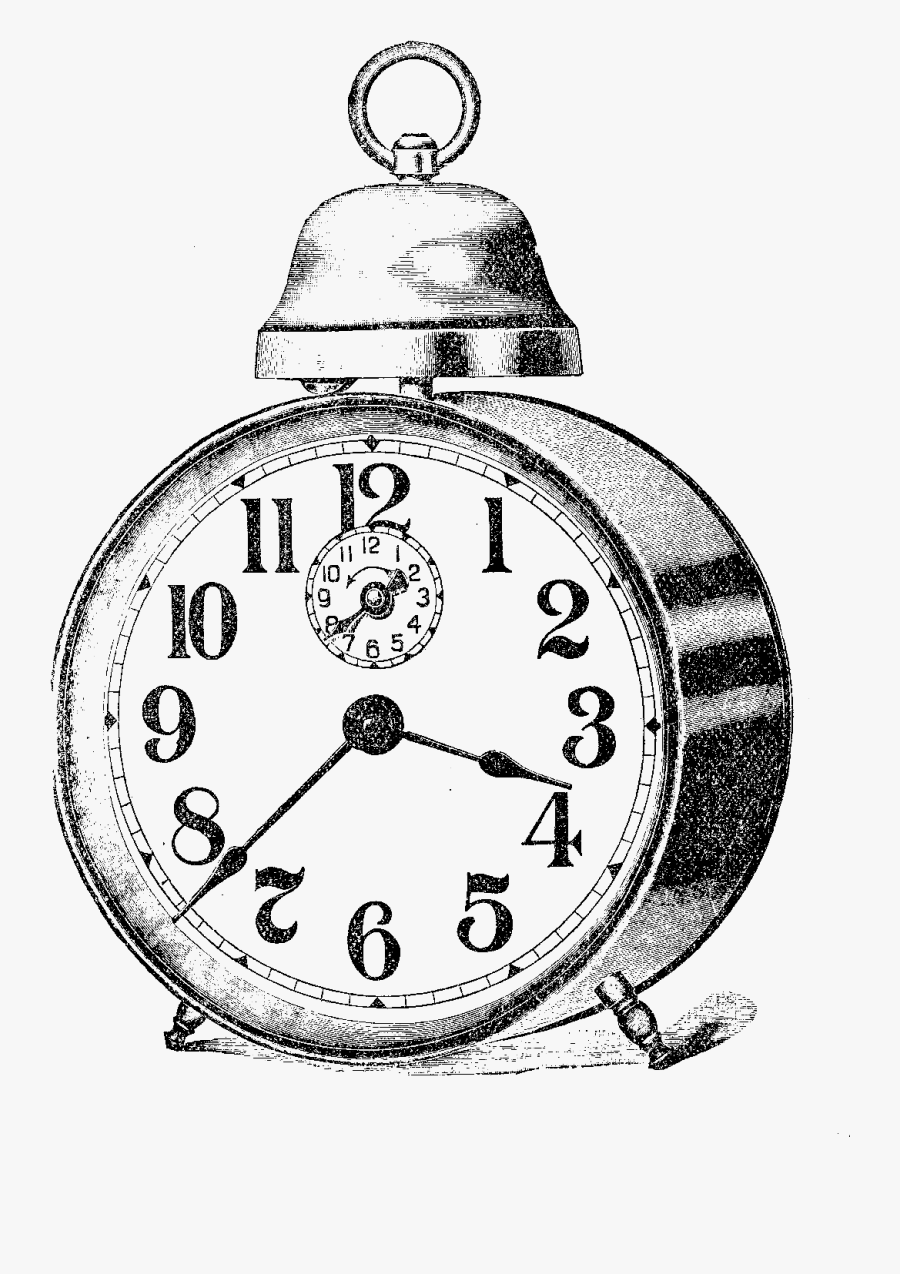 Transparent Alarm Clock Clip Art - Clock Vintage Illustration, Transparent Clipart
