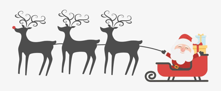 Happy Santa, Sleigh And Reindeer, Transparent Clipart