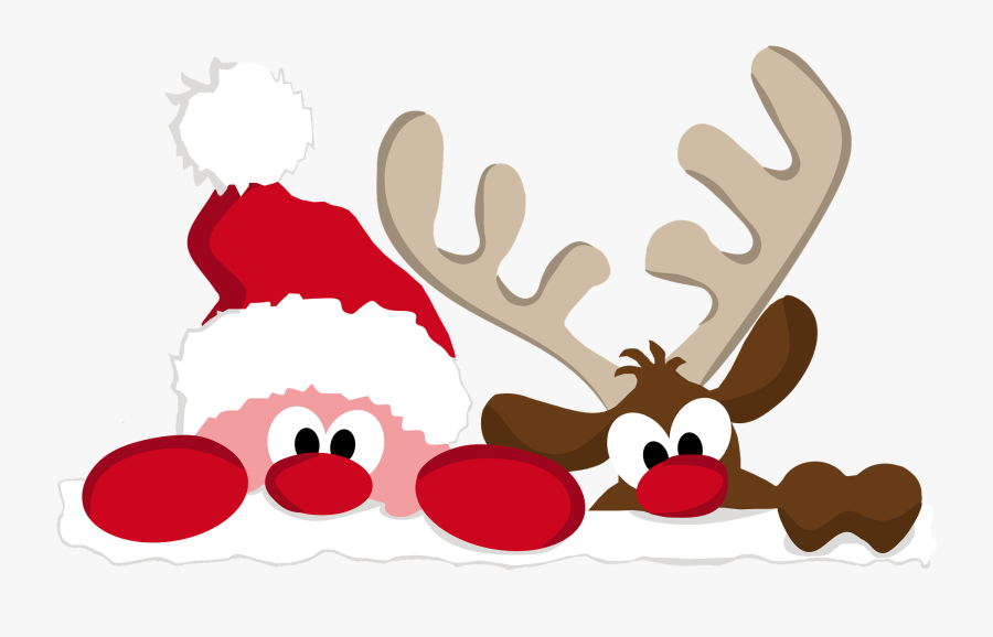 Cute Santa And Reindeer Clipart - Cute Santa And Reindeer, Transparent Clipart