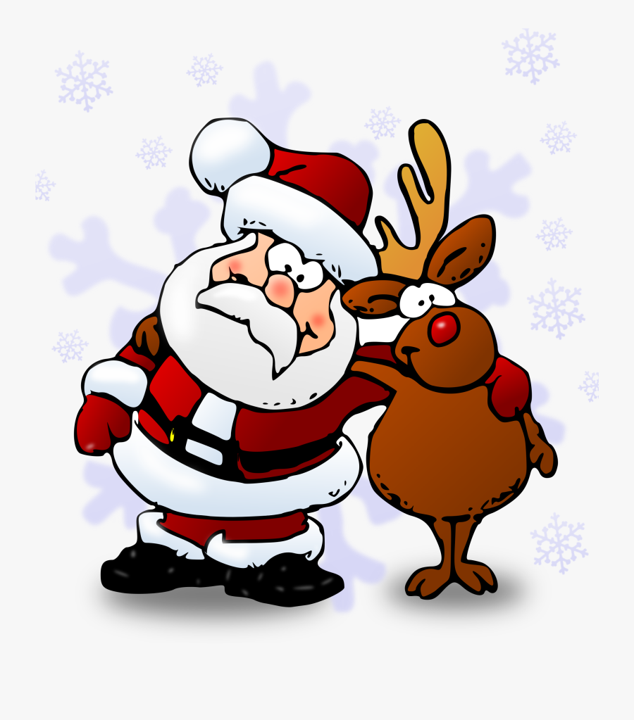 Santa And Rudolph Cartoon, Transparent Clipart