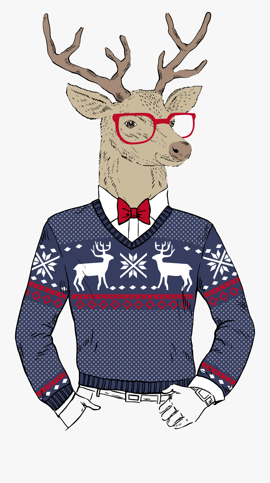 Clip Art Reindeer Bun - Hipster Deer, Transparent Clipart