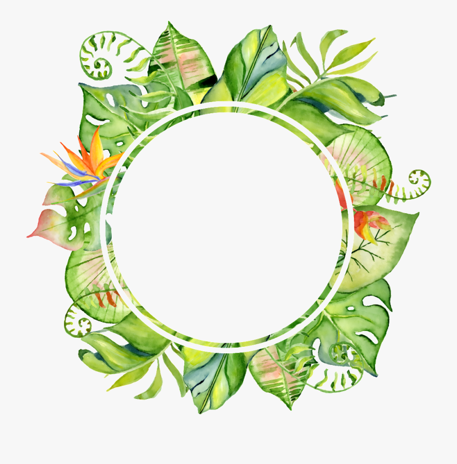 Hand Painted Original Leaf Frame Png Transparent - Tropical Leaves Frame Png, Transparent Clipart