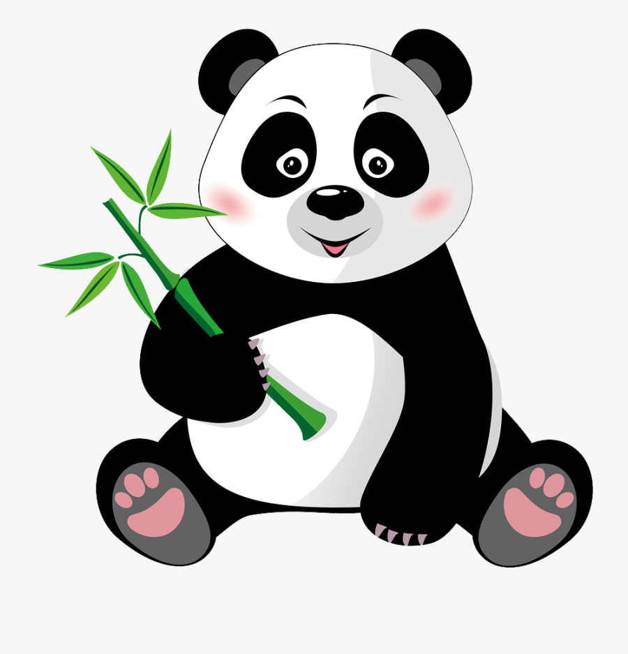 Giant Panda Cartoon Royalty-free Clip Art - Panda Drawing With Bamboo, Transparent Clipart