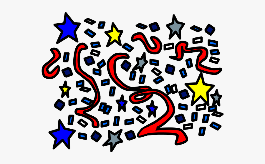 Confetti, Streamers, Red, Blue, Gold, Silver, White - Confetti Clip Art Black And White, Transparent Clipart