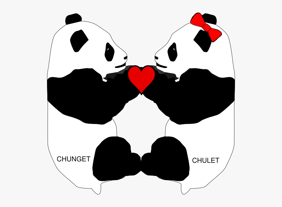Cute Cartoon Panda Love, Transparent Clipart