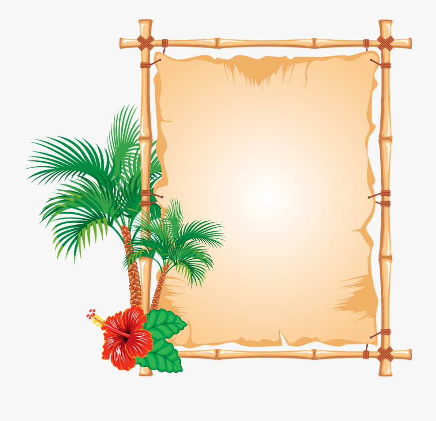Decorated Bamboo Frame, Transparent Clipart