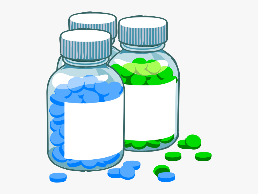 Blue And Green Pill Bottles Clip Art At Clker, Transparent Clipart