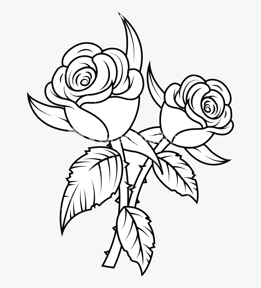 Rose Flower Black And White Clip Art Transparent Png, Transparent Clipart