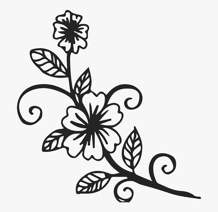 Blooming Flowers On Vine Rubber Stamp, Transparent Clipart