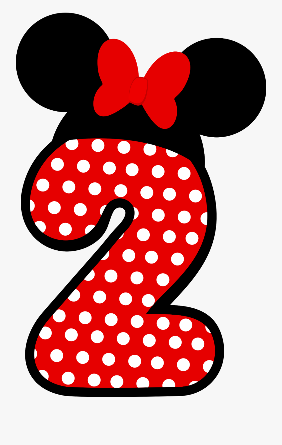 Minnie Mouse Clipart Number One - Numero 2 Minnie Vermelha, Transparent Clipart