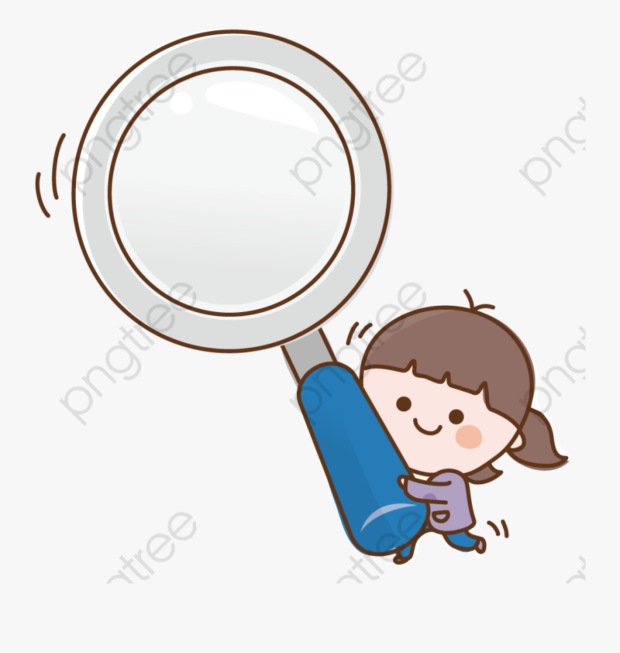 Girl Holding A Magnifying Glass - Cartoon Magnifying Glass Clipart, Transparent Clipart