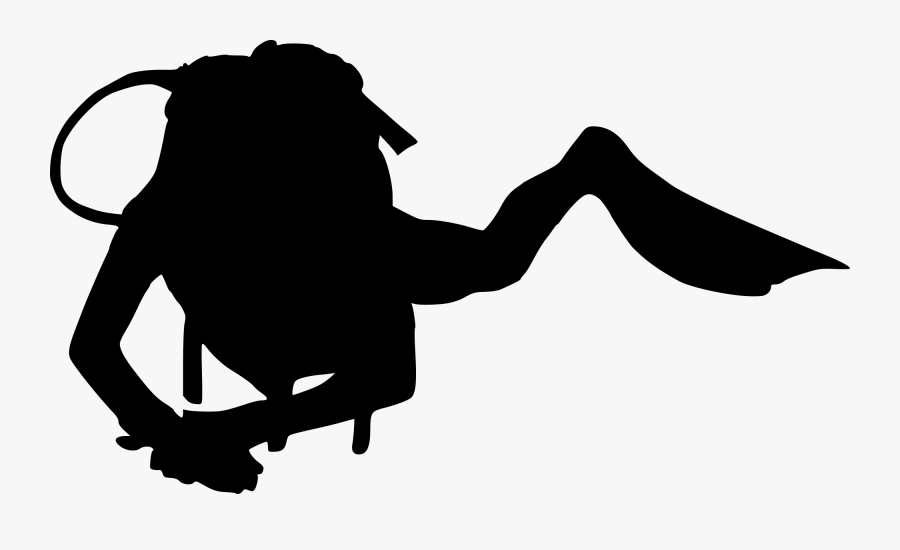 Scuba Diver Silhouette Clipart - Female Scuba Diver Clipart Black And White, Transparent Clipart