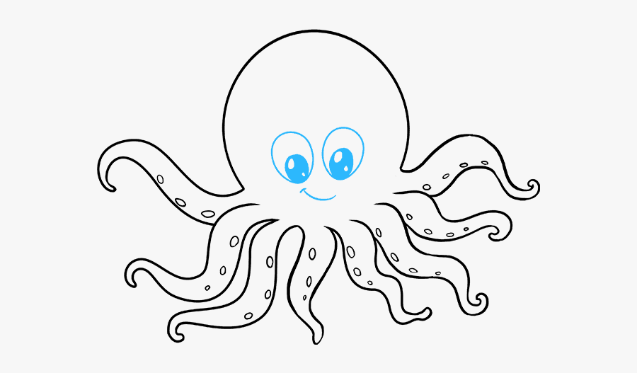Free Hd Coloring - Drawing Picture Of Octopus, Transparent Clipart
