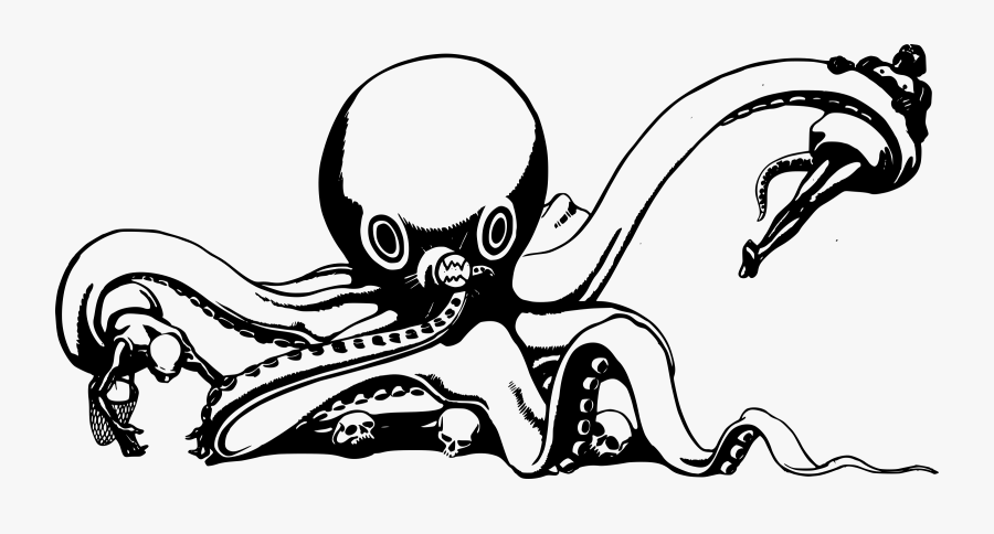 Killer Octopus And Skulls Clip Arts - Sea Monster Clip Art, Transparent Clipart