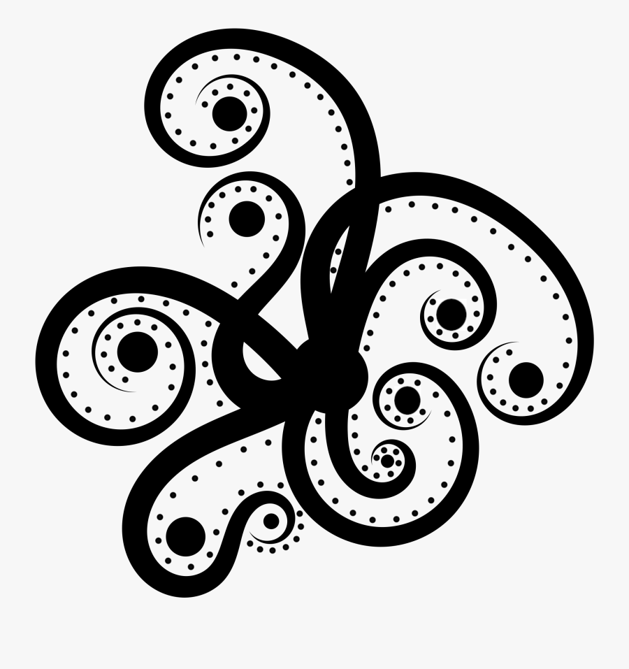 Squid Eating Fish Clipart - Abstract Octopus Line Art, Transparent Clipart