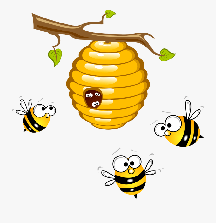 Honey Beehive Bumblebee Clip - Cartoon Honey Bee Drawing, Transparent Clipart