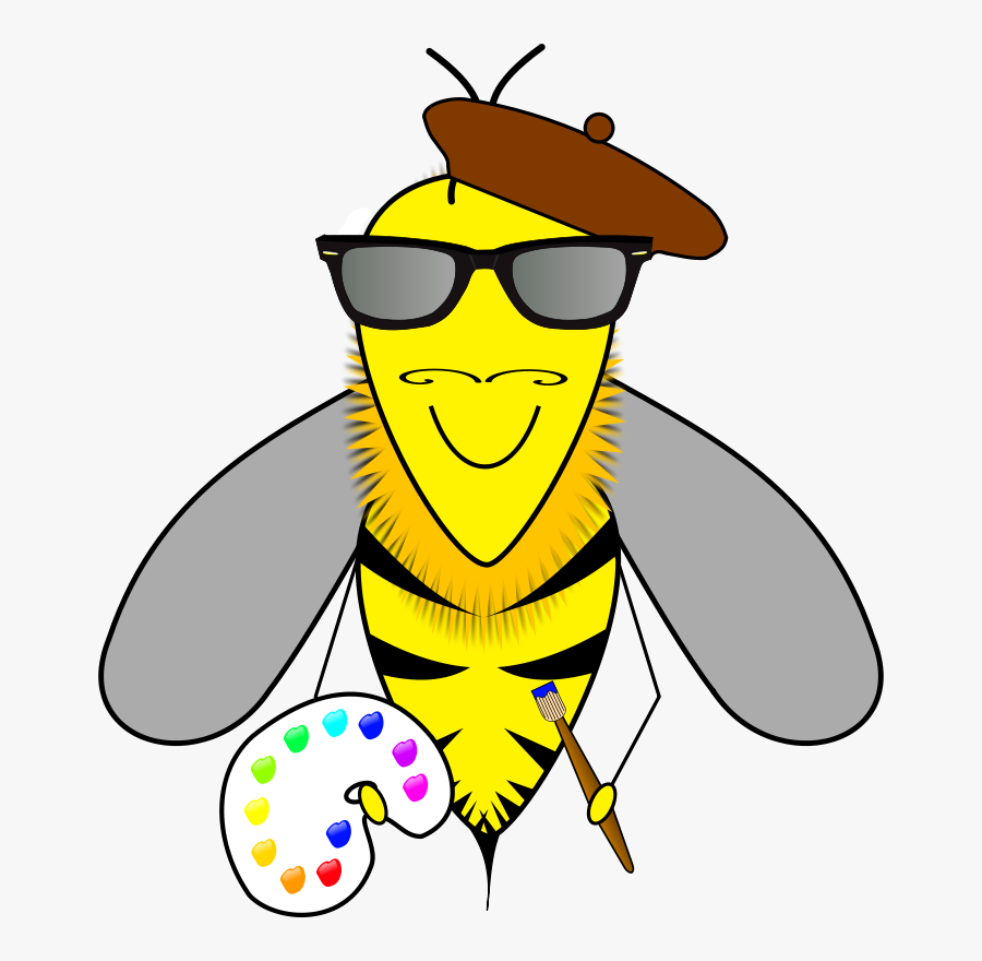 Hipster Bumblebee Svg Clip Arts - Artist Bee Clip Art, Transparent Clipart