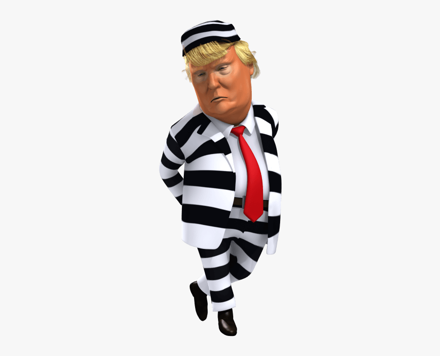 Stripes Prisoner Outfit Sad Trump Caricature Free Png - Donald Trump Cartoon Png, Transparent Clipart