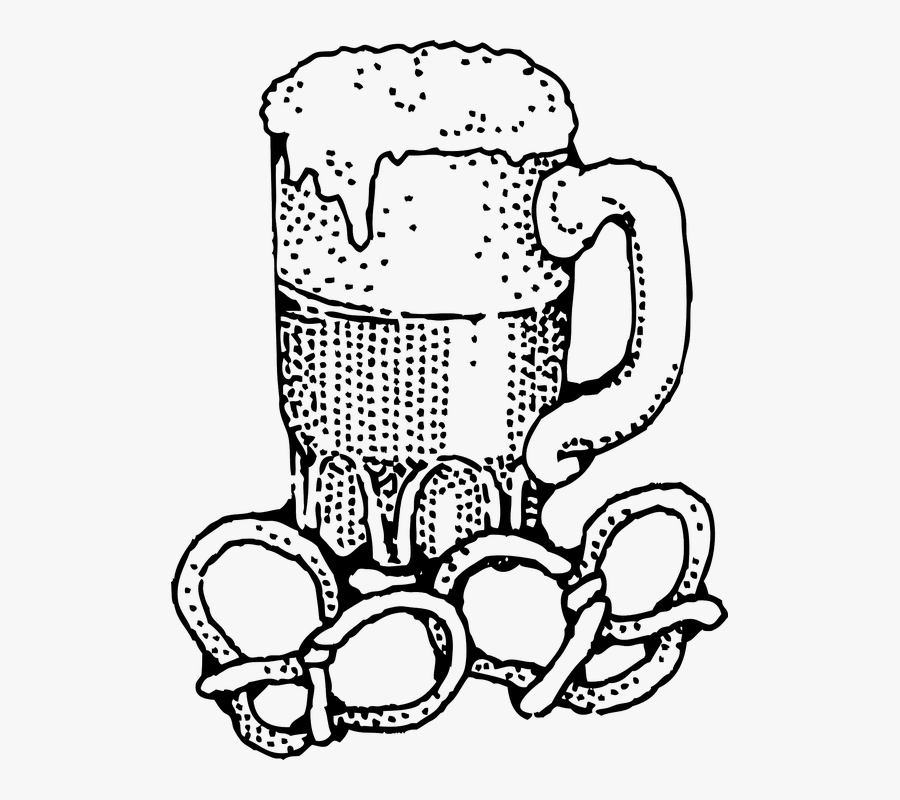 Transparent Chopp Png - Beer And Pretzel Clipart Black And White, Transparent Clipart