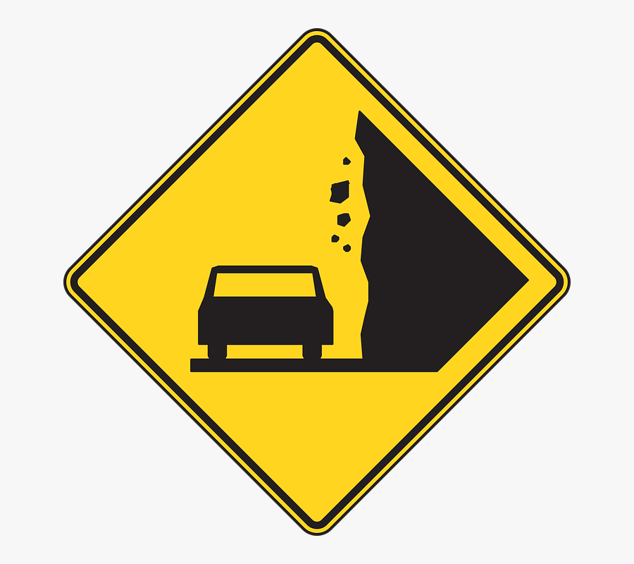 Free Vector Falling Rocks Sign Clip Art - Rock Fall Road Sign, Transparent Clipart