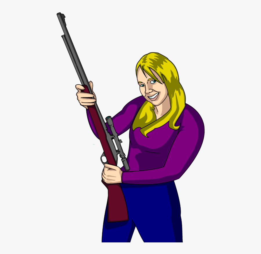 Hunting Clip Art In Free Clipart - Lady With A Rifle Cartoon, Transparent Clipart