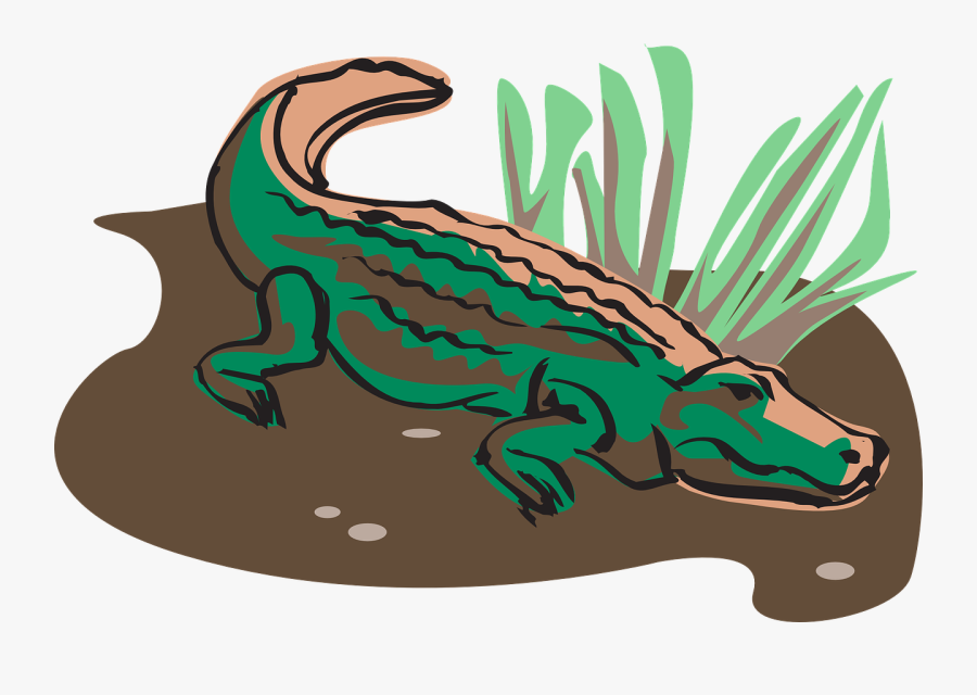 Alligator In Mud Cartoon, Transparent Clipart