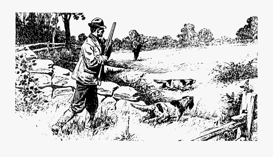 Transparent Hunting Clipart Black And White - Hunter And Hound Clipart, Transparent Clipart