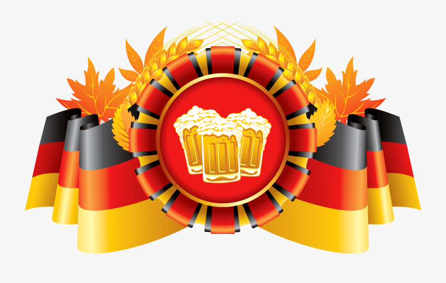 Oktoberfest Decor German Flag With Wheat And Beers - Oktoberfest München Germany German Flag Beer Drinkin, Transparent Clipart