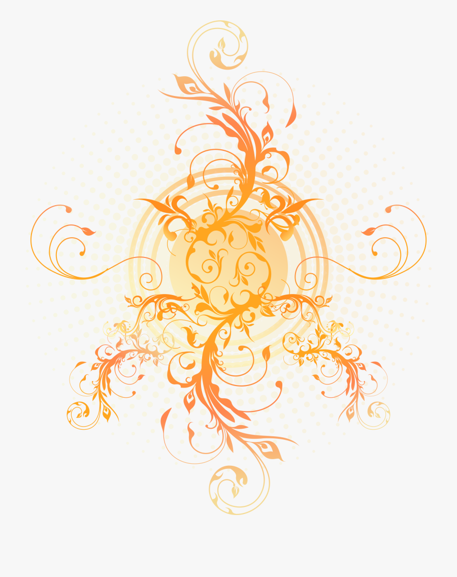 Flourish Clipart Wedding Ceremony - Golden Floral Vector Png, Transparent Clipart