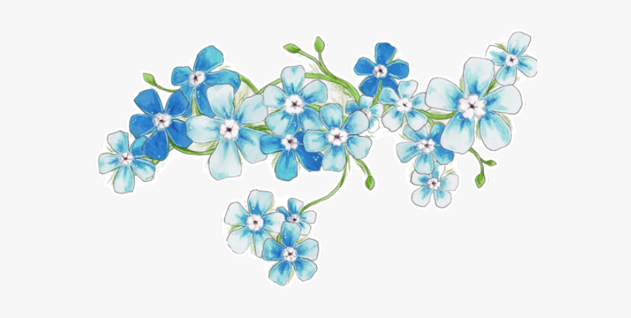 Vintage Flower Clipart Overlay - Blue Flower Drawing Transparent, Transparent Clipart