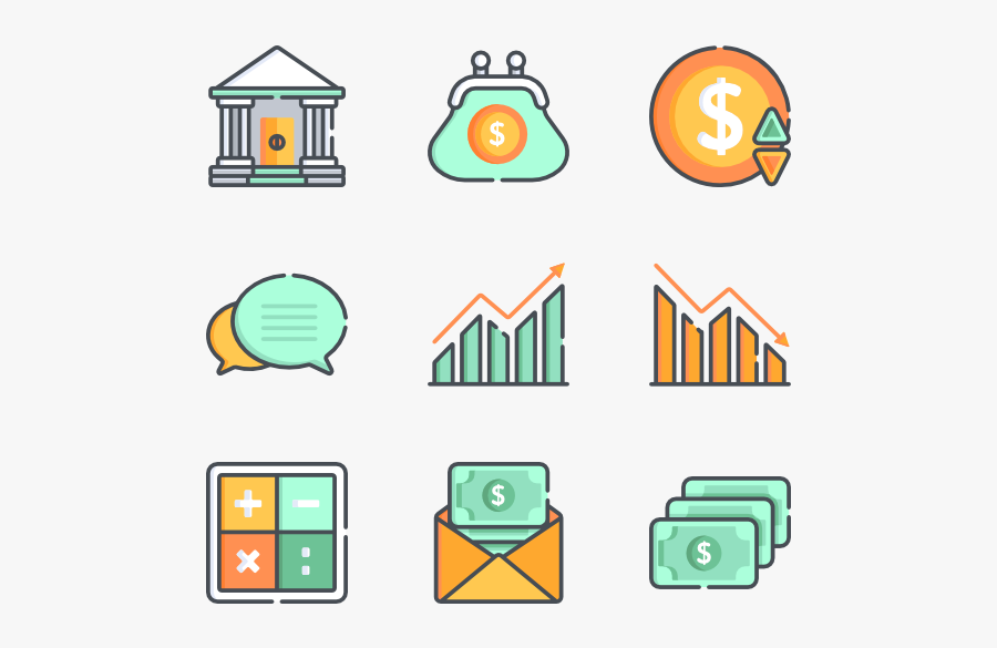 Clip Art Banking Icons - Cartoon, Transparent Clipart