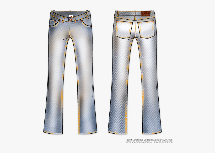 Mens Boot Cut Denim - Denim Pants Flats Drawing, Transparent Clipart
