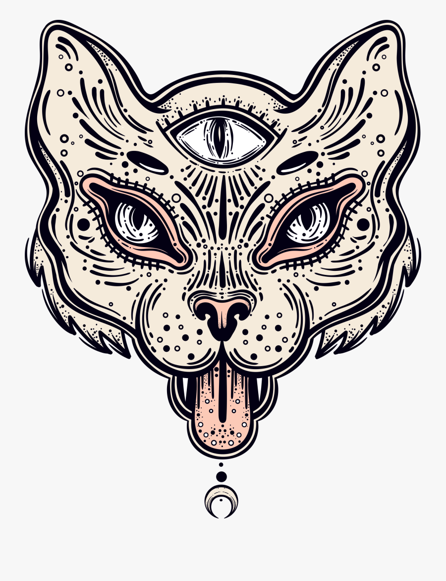 Eye Clip Eyes On Me - Gothic Black Cat Tattoo, Transparent Clipart