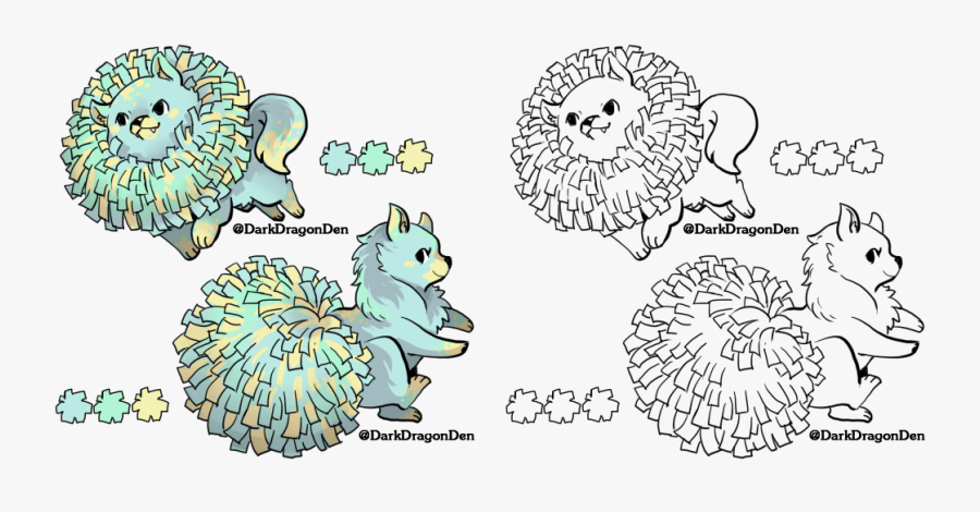 Cheer Pom Pom Lineart - Pomeranian Bases, Transparent Clipart