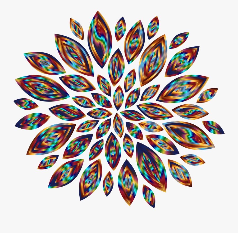 Chromatic Flower Petals 9 Clip Arts - Flower Silhouette Transparent Background, Transparent Clipart