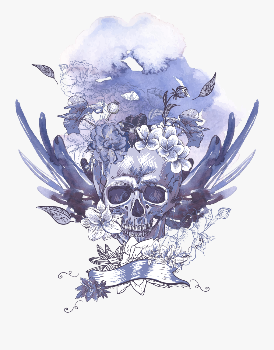 Blue Skull Light Royalty-free Human Pattern Symbolism - Skull Light Png, Transparent Clipart