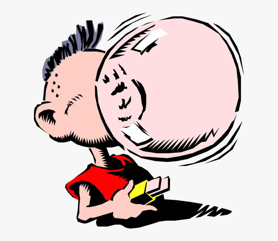 Vector Illustration Of Boy Blows Bubble With Chewing, Transparent Clipart