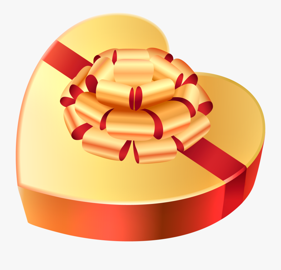 Gold Heart Chocolates Box Png Clipart Picture - Heart Chocolate Box Png, Transparent Clipart