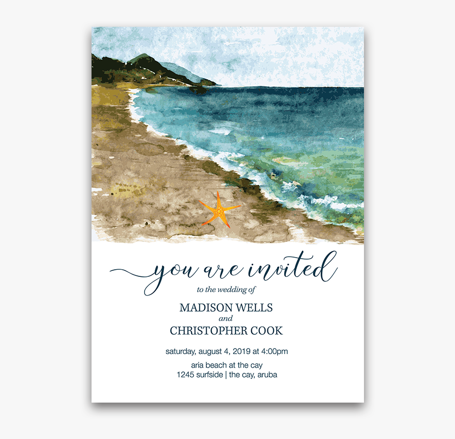 Clip Art Beach Wedding Sea Inspired - Beach Wedding Invitation Png, Transparent Clipart