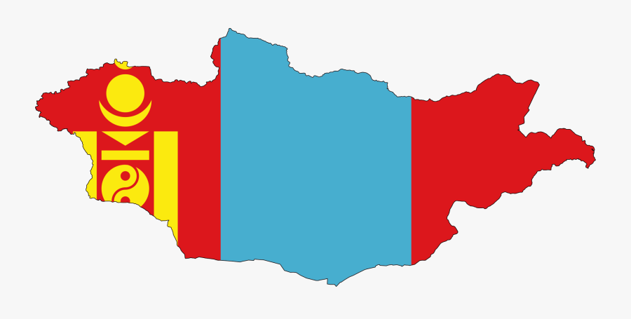 Mongolia Map With Flag, Transparent Clipart