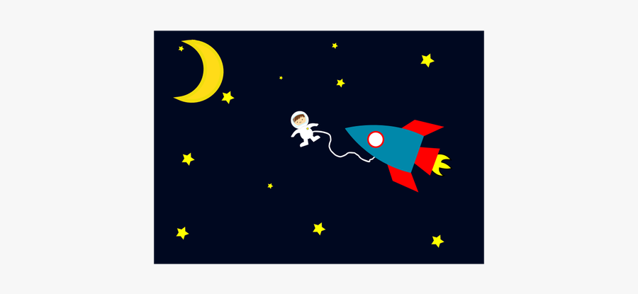 Astronaut On Space Walk Cartoon Vector Image - Cartoon Rocket In Space, Transparent Clipart