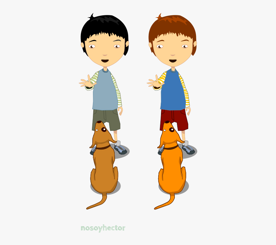 Child &amp - Boys With Dogs Cartoon, Transparent Clipart