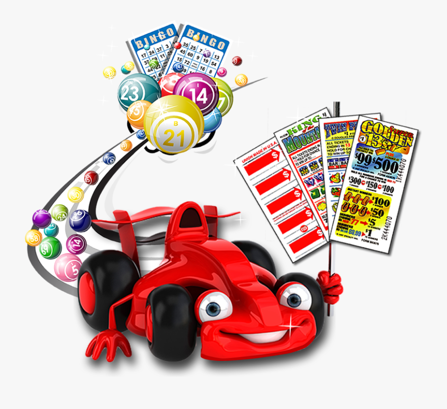 Happy Red Race Car Followed By Bingo Balls And Cards, Transparent Clipart