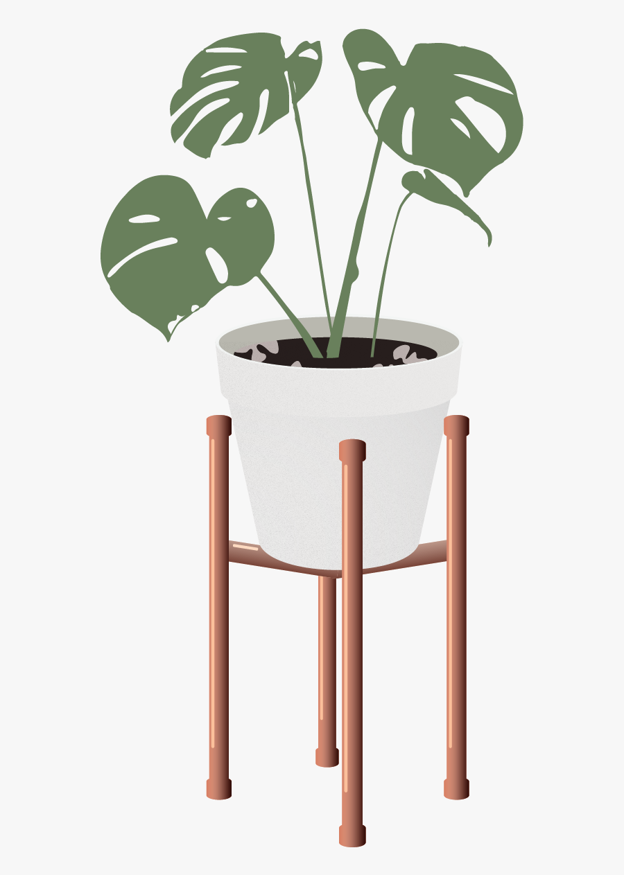 Vector Furniture Mid Century Modern - Indoor Plant Vector Illustration, Transparent Clipart