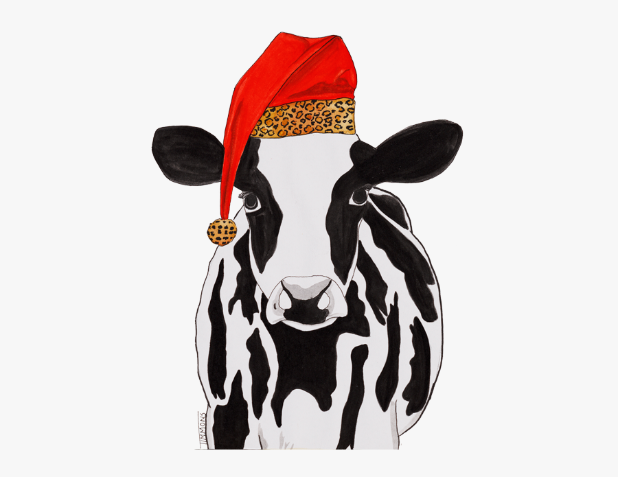 This Is Styling For - Cow With Santa Hat, Transparent Clipart