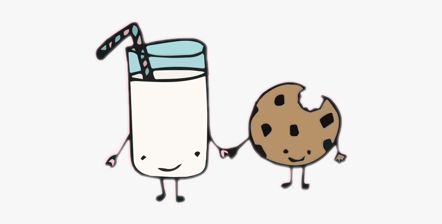 #milk #cookie #milkandcookie #milkandcookies #cute - Cute Cartoon Cookies And Milk, Transparent Clipart