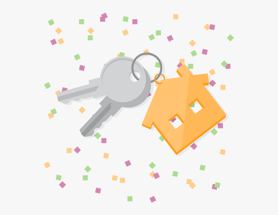 House Keys With New Year"s Confetti In Background - New Year New Home, Transparent Clipart
