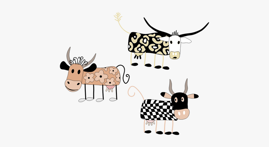 Vector Graphics Of Decorated Cartoon Cows Set - Sapi Cartpon, Transparent Clipart