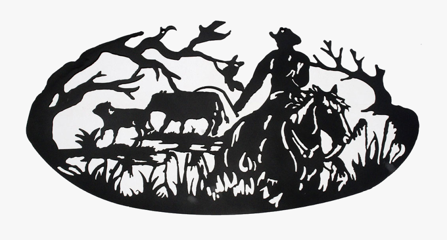 Cowboy And Cow Silhouette, Transparent Clipart